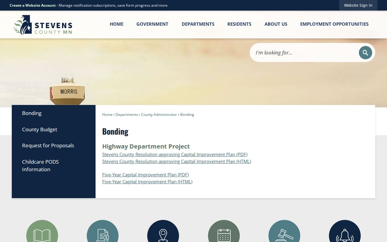 Stevens County bonding page referenced for Stevens County warrant records release questions