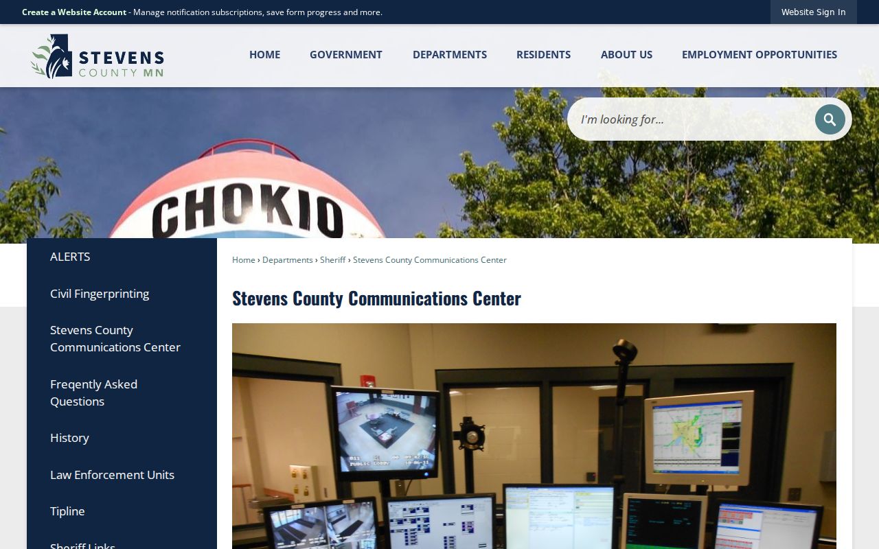 Stevens County Communications Center page listing the non-emergency route for Stevens County warrant records questions